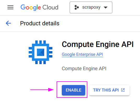 GCP API Compute Enable