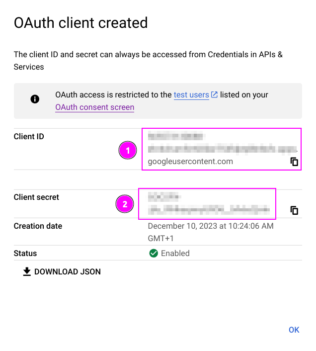 GCP Credentials OAuth Client