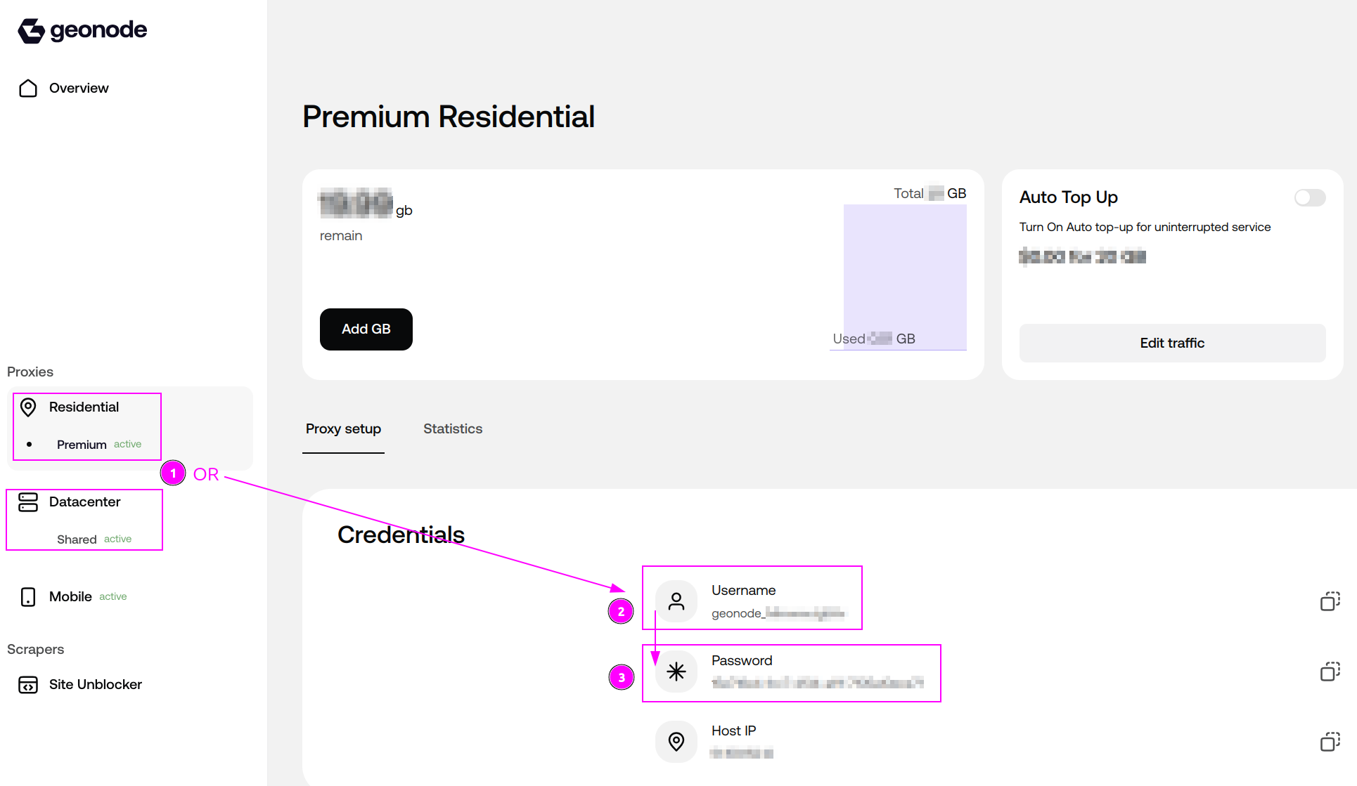 Geonode Credentials