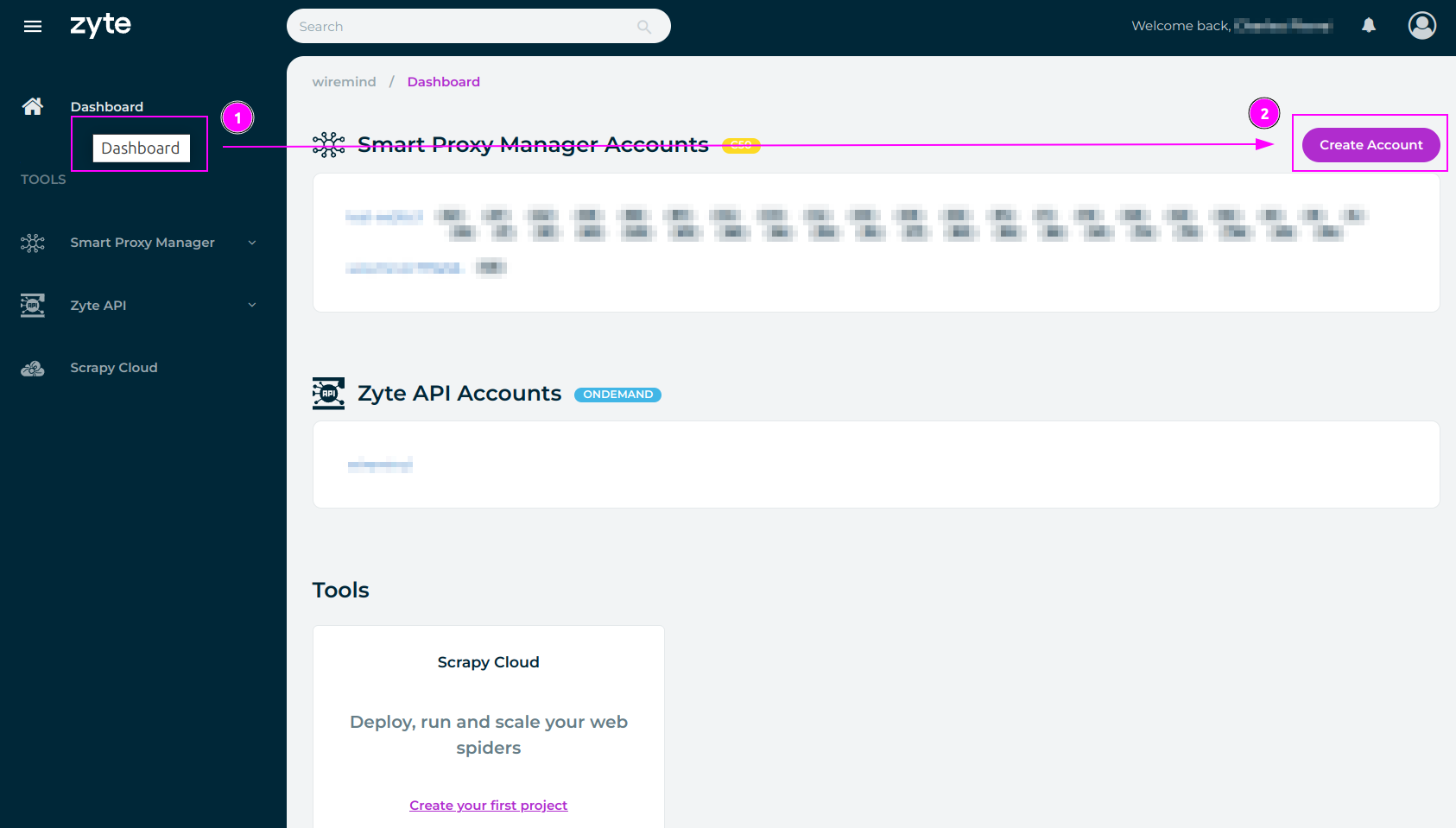 Zyte SPM Account Select